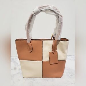 NEW ROUNN four squares beige and brown satchel bag